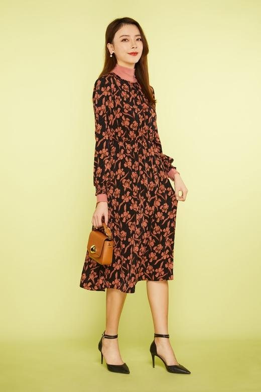 ANSUABEL 针织高领花朵收腰连衣裙 11441 商品图1