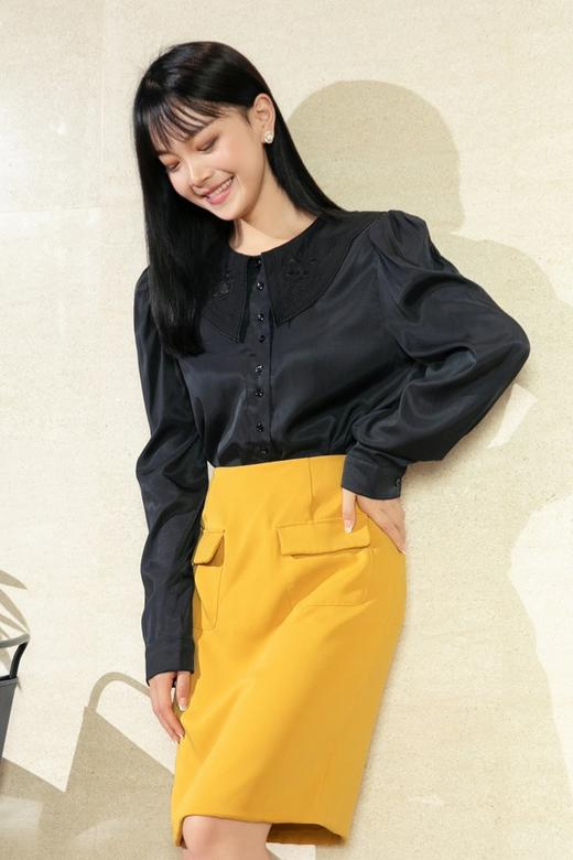 amadella 黑色刺绣娃娃领衬衣 11432 商品图0