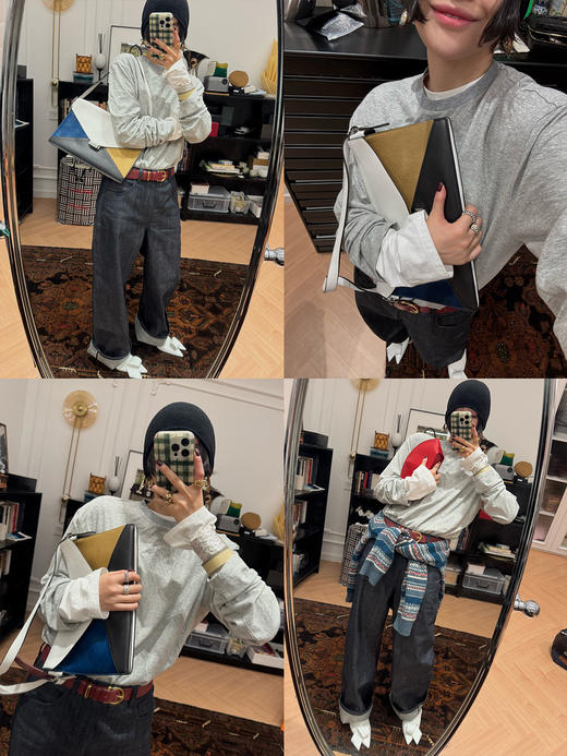 HIDEMI 自然纯棉织标系列圆领透气舒适长袖t恤 商品图2