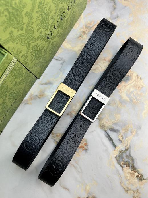 男士腰带，采用黑色牛皮压花，搭配方形搭扣，匠心装饰精致的互扣式配件，😍简单而时尚，宽:3.5cm 商品图1