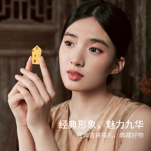 周六福黄金足金金片九华大愿地藏王手机金贴九华山系列情人节礼 商品图3