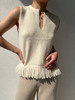 ZAANLI｜ZN10005 羊毛白 羽毛感羊毛花式纱流苏针织背心 商品缩略图0