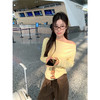 <曾小咸推荐>韩系氛围感黄色一字肩打底衫 商品缩略图1