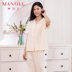 【商场同款】熳洁儿 短袖七分裤家居服春夏开衫套装95棉25203222