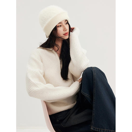 棉仓346605001-yxk-初棉半开襟拉链云朵毛衣 商品图1