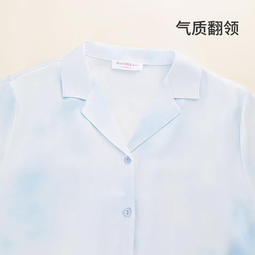 【商场同款】熳洁儿 缎面绸家居服春夏新款短袖女士开衫短袖长裤25203109 商品图4