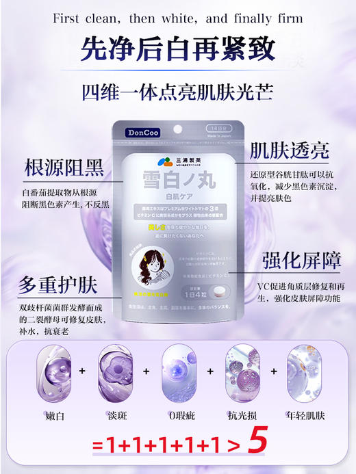 日本DonCon雪白丸美白丸白番茄片内服全身内调口服美容营养品H 商品图2