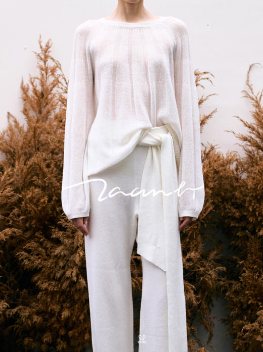 ZAANLI｜ZN10015 既白色 镂空感羊绒羊毛轻透针织上衣 商品图4