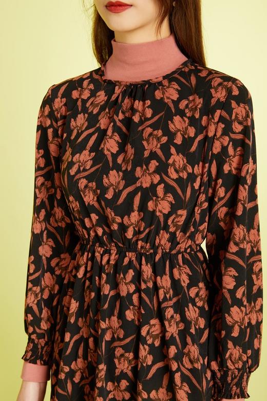 ANSUABEL 针织高领花朵收腰连衣裙 11441 商品图3