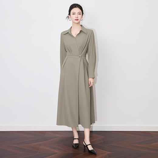 【高货wl】全新升级【铂金会员321/天猫429/差价108】(01623) 洛诗琳2025春季新款高级感翻领衬衫裙通勤气质轻奢长裙wl01623 商品图2