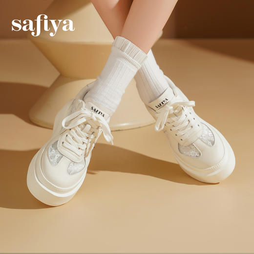预售10天发|Safiya/索菲娅2025甜美蕾丝千金风透气百搭厚底增高小白鞋 SFD1112180 商品图1