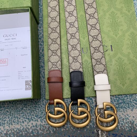 GU 情侣💏腰带 意大利🇮🇹进口GG压印帆布面料  搭配进口小牛皮，经典GG五金扣头 时尚魅力大气上档次 🎁全套专柜包装 商品图4