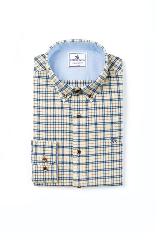 占姆士法兰绒衬衫男长袖中青年格子英伦风商务休闲新款衬衫春季 商品图6