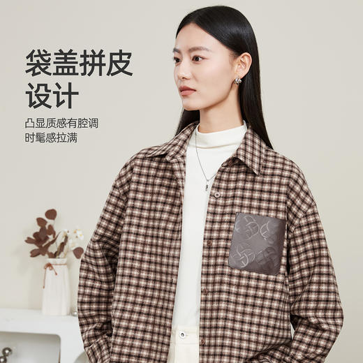 【厚款-磨毛格纹衬衫】逸阳秋冬复古保暖宽松显瘦时尚百搭长袖衬衣3969 商品图2