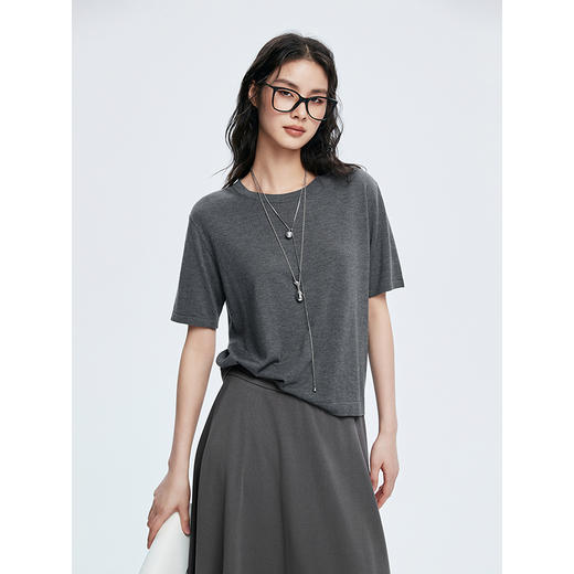 棉仓362635009-初棉天丝羊毛短袖宽松针织衫 商品图0