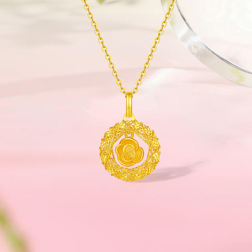  周六福5G黄金计价足金吊坠爆闪玫瑰园铃花园情人节新品情人节礼 商品图4