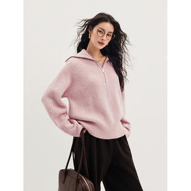 棉仓346605001-yxk-初棉半开襟拉链云朵毛衣