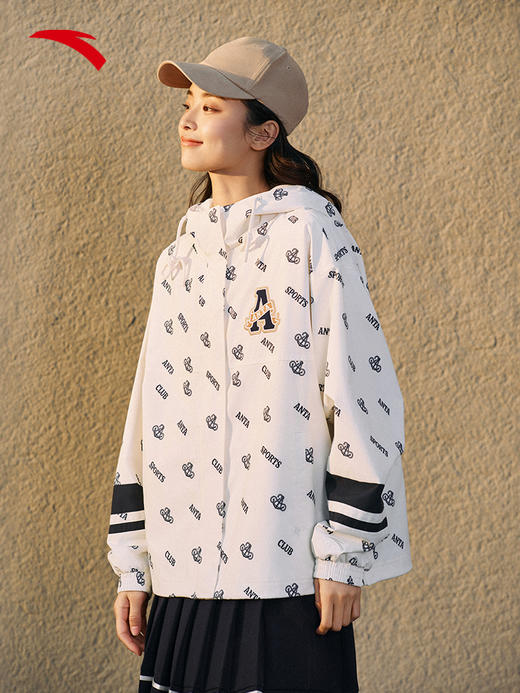 【L断码】安踏潮流满印梭织外套女新款宽松休闲夹克运动上衣162518603【无货退款】 商品图0