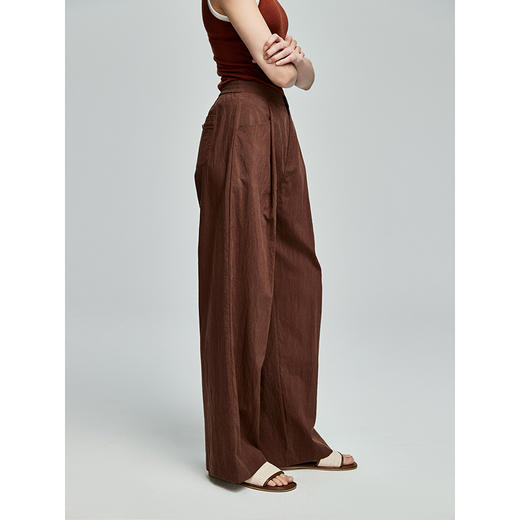 棉仓362618013-初棉清凉舒适皱感肌理直筒松紧休闲长裤 商品图1