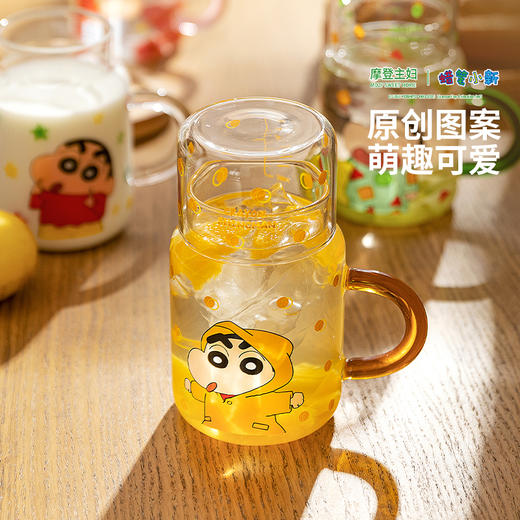摩登主妇&蜡笔小新 高硼硅玻璃水杯女家用带把手2024新款杯子 商品图1