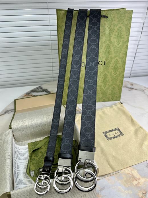 GU 意大利🇮🇹进口GG压印帆布面料  搭配进口小牛皮，经典GG旋转五金扣头 时尚魅力大气上档次 🎁全套专柜包装 ，宽:2-3.7CM 商品图3