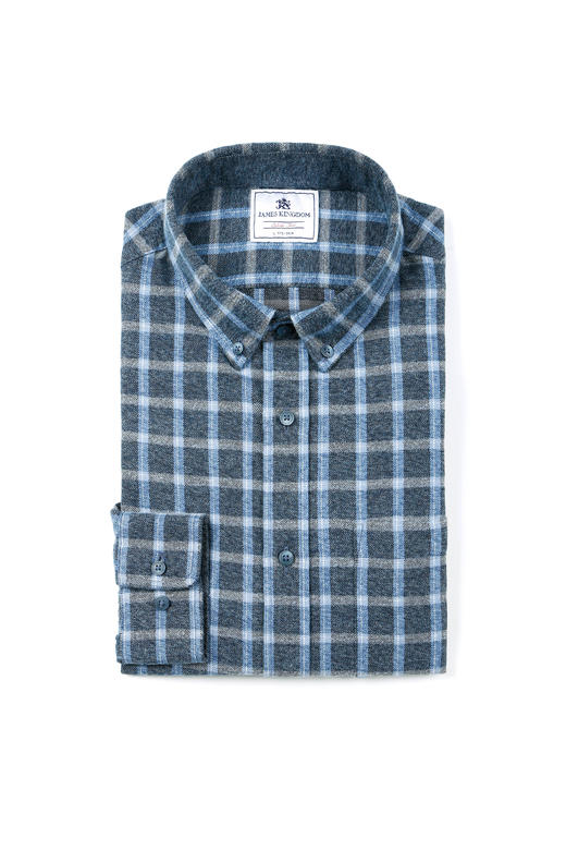 占姆士法兰绒衬衫男长袖中青年格子英伦风商务休闲新款衬衫春季 商品图2