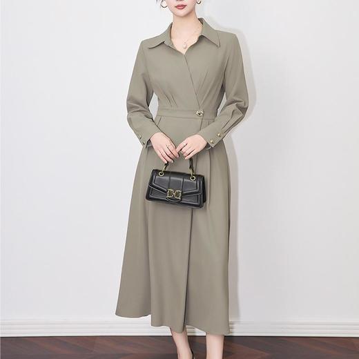 【高货wl】全新升级【铂金会员321/天猫429/差价108】(01623) 洛诗琳2025春季新款高级感翻领衬衫裙通勤气质轻奢长裙wl01623 商品图3