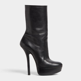 DSQUARED2 女士字母徽标压花高跟皮革踝靴 黑色 ABW0208 01500001 2124
