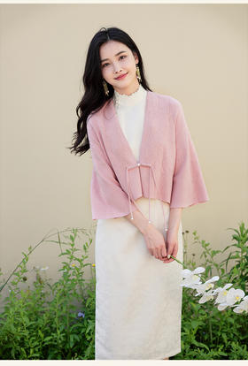 上海逸红颜 楼兰 2025春季新款天丝棉编织提花开衫女装毛衣外套