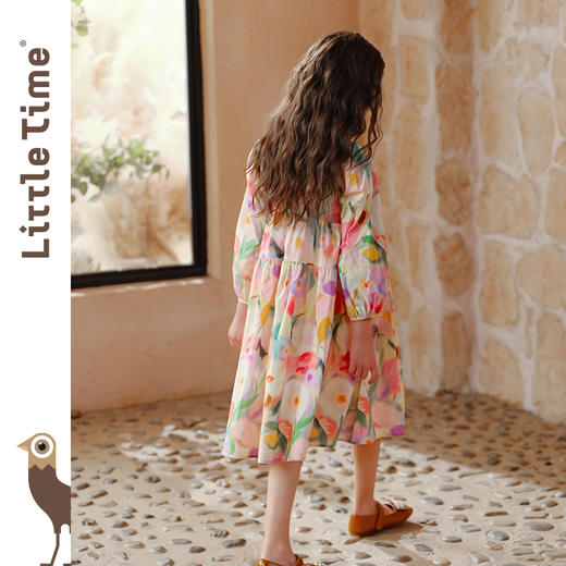 Little time女童连衣裙2025春夏新款儿童公主裙纯棉百搭碎花长裙 商品图2