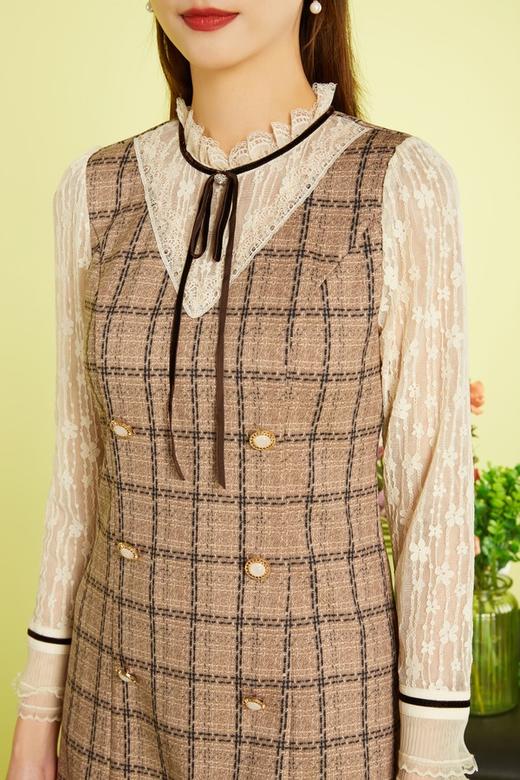 Le Malene 优雅格纹蕾丝连衣裙 11419 商品图3