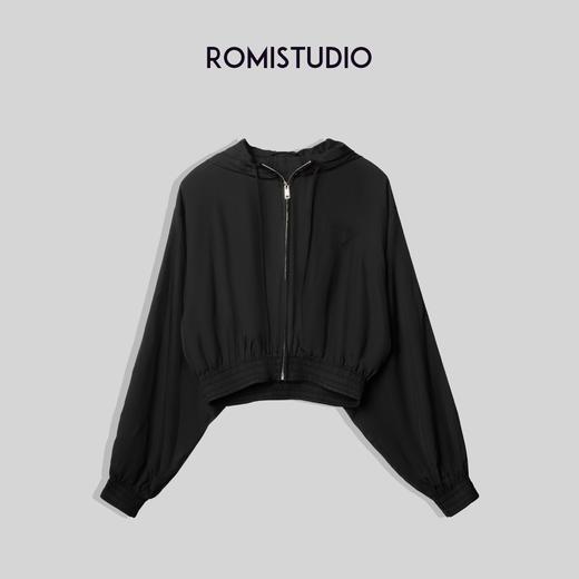 ROMI STUDIO【高定醋酸】气质休闲连帽短外套长裤套装W3201/K3320 商品图3