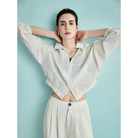 棉仓362607010-初棉宽条纹麻外套