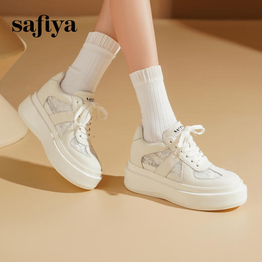 预售10天发|Safiya/索菲娅2025甜美蕾丝千金风透气百搭厚底增高小白鞋 SFD1112180 商品图3