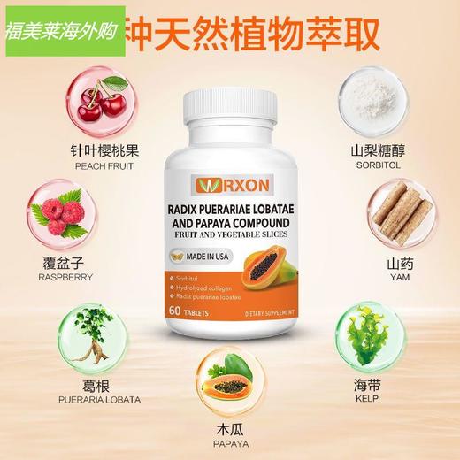 【官方正品 】美国原装进口威尔逊木瓜葛根复合果蔬片天然 60粒 商品图2