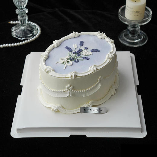 法式|手绘紫罗兰(椭圆形）【C4982】 商品图1