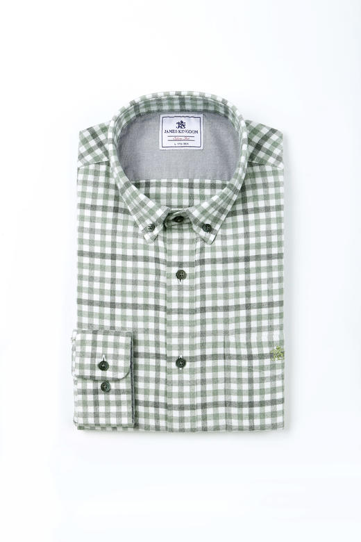 占姆士法兰绒衬衫男长袖中青年格子英伦风商务休闲新款衬衫春季 商品图9