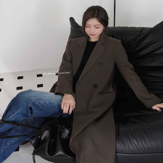 顺丰包邮洛诗琳54603春季新款轻奢风双排扣长款H型西装外套女623 商品图0