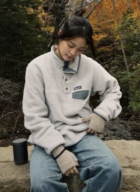 欧阳娜娜同款！Patagonia巴塔哥尼亚 女士抓绒撞色卫衣 套头衫