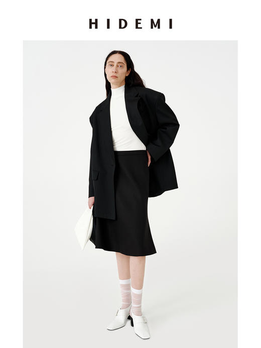 HIDEMI 银线细条纹极简大廓形垫肩大宽肩男朋友卷边西装 商品图9