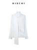 HIDEMI甄选进口纯棉纱线极简围巾T恤设计感V领口袋长袖纽扣衬衫女 商品缩略图13