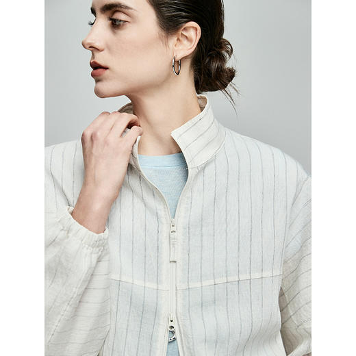 棉仓362607010-初棉宽条纹麻外套 商品图2