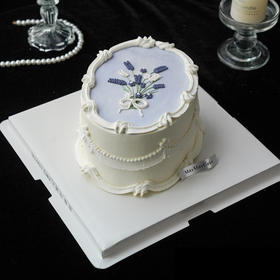 法式|手绘紫罗兰(椭圆形）【C4982】