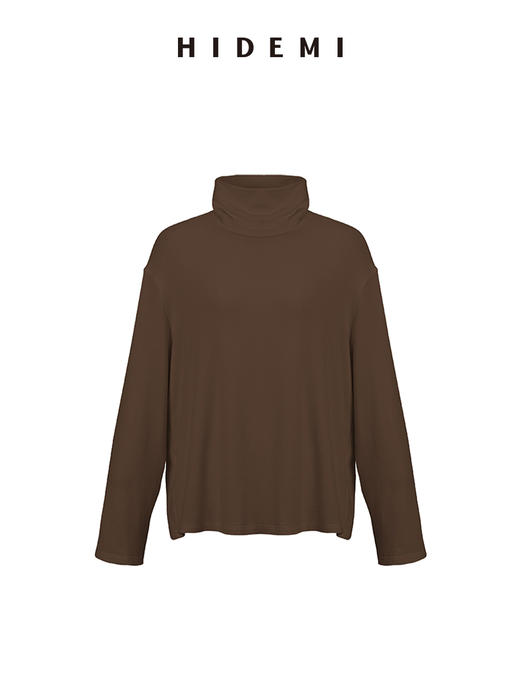 HIDEMI 极简廓形简约设计感堆堆领绒面针织长袖上衣 商品图4