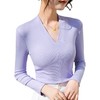 螺纹打底衫女2025新款女装性感深V洋气小衫弹力内搭紧身长袖上衣 商品缩略图4