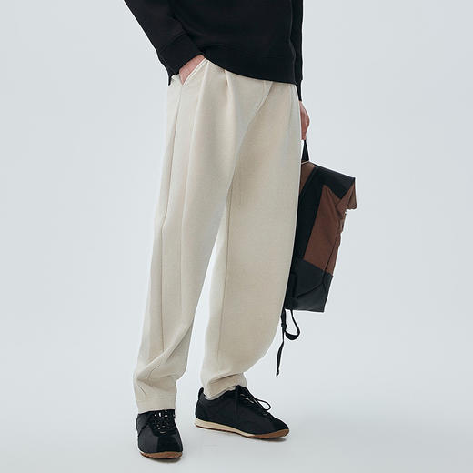 棉仓362818019-麂皮绒弹力双面宽松打褶弯刀卫裤 商品图1