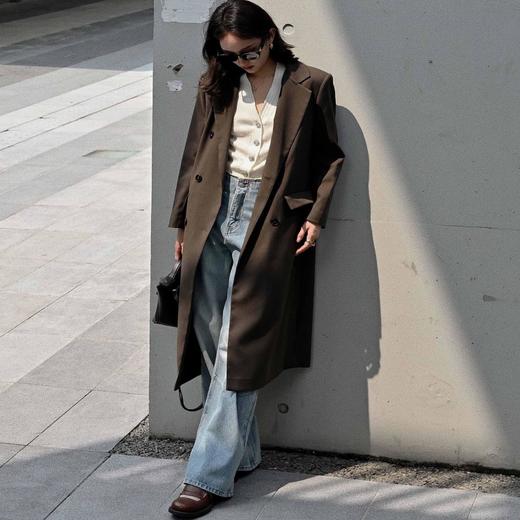 顺丰包邮洛诗琳54603春季新款轻奢风双排扣长款H型西装外套女623 商品图4