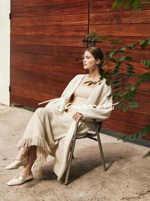 ZAANLI｜ZN20003-2 清白 灵动气质羊绒流苏长针织开衫 商品图2