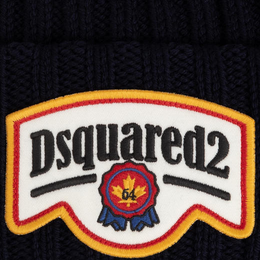 DSQUARED2 男士刺绣贴片羊毛针织帽 深蓝色 KNM0180 01W00306 3073 商品图2