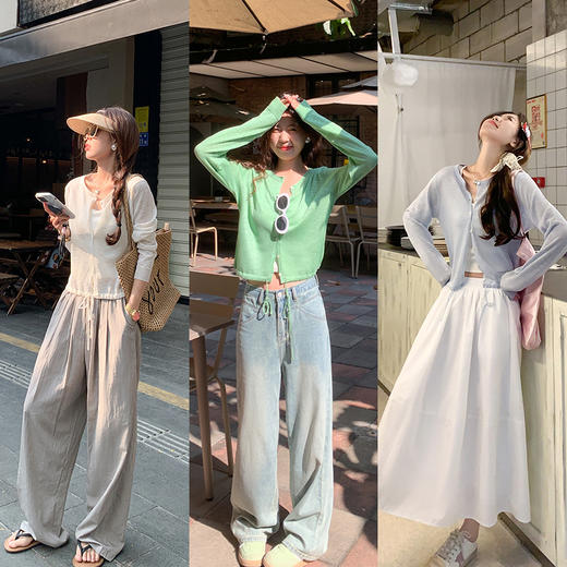 <曾小咸推荐>百搭3色系扣下摆抽绳防晒开衫 商品图3